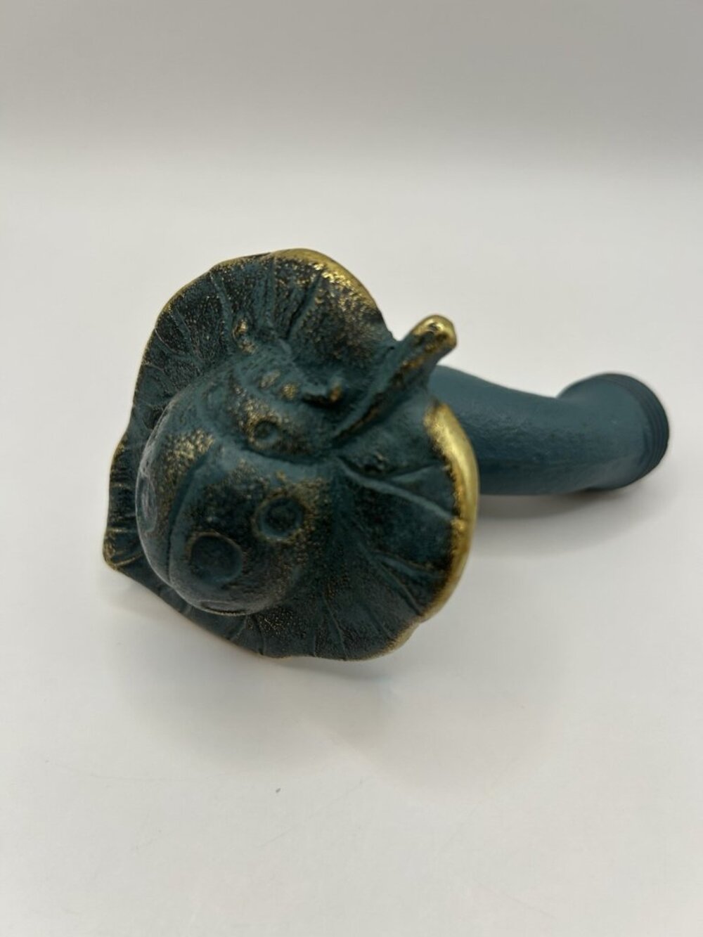 Vintage Brass Ladybug Garden Spigot Faucet Outdoor Brass Leaf USA Decor Green